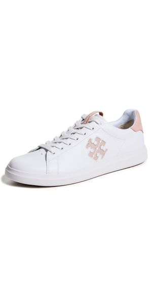 Tory Burch Double T Howell Court Sneakers Titanium White / Shell Pink 10