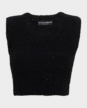 Misto Paillette Boucle Crop Tank Top