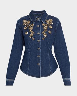 Crystal Ivy Embellished Denim Shirt