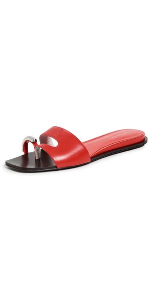 Tory Burch Pierced Slides Blazing Red/Silver 8.5