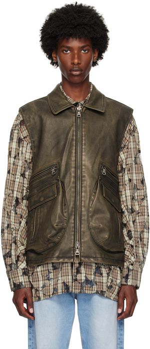 Andersson Bell Taupe Etna Faux-Leather Vest