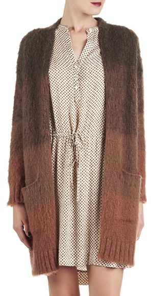Attic And Barn - Gilet long en maille dacia - Taille L - Rose