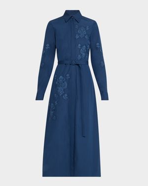 Embroidered Cotton Midi Shirtdress