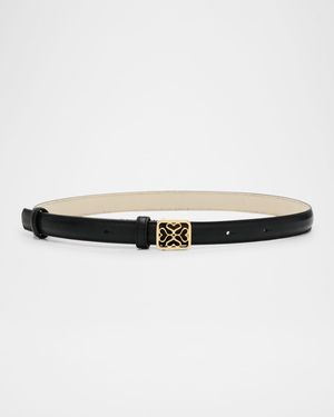 Monogram Metal Leather Skinny Belt