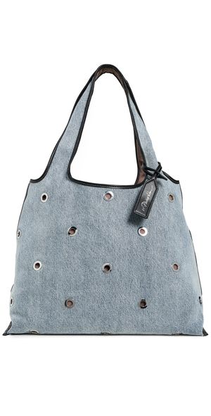 3.1 Phillip Lim Denim Market Tote with Grommets Washed Indigo One Size