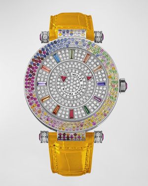 Unisex 42mm 18K White Gold Double Mystery Quarte Saisons Watch