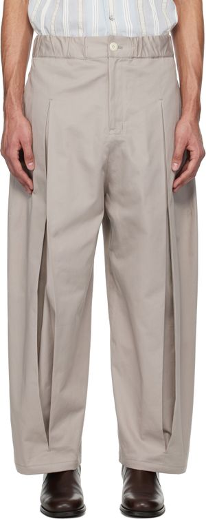 SAGE NATION Gray Box Pleat Trouser
