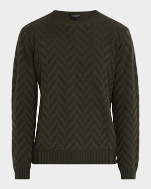 Men's Wool Jacquard Chevron Crewneck Sweater