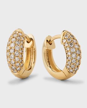 14k Puffy Diamond Huggie Hoop Earrings