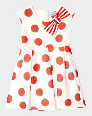 Girl's Tomato Short-Sleeve Dress, Size 3T-10