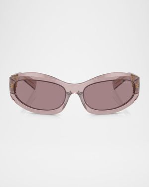 14ZSF Logo Oval Acetate Sunglasses