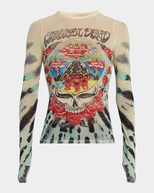 x Grateful Dead Delaina Long-Sleeve Mesh Top
