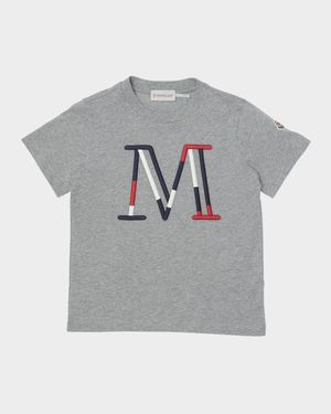 Boy's M Logo Embroidery Short-Sleeve T-Shirt, Size 8-10