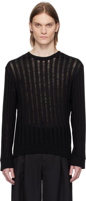 LGN Louis Gabriel Nouchi Black Ribbed Laddering Sweater
