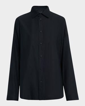 Lace-Up Button-Down Shirt