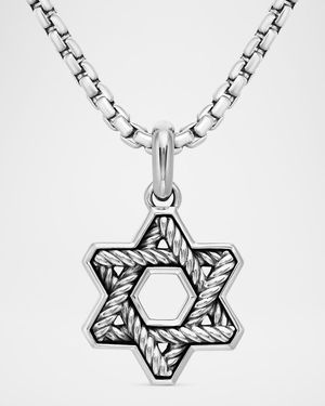 Men's Cable Star of David Pendant in Silver, 19mm