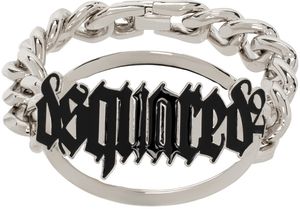 Dsquared2 Bracelet argenté à plaque à logo gothique
