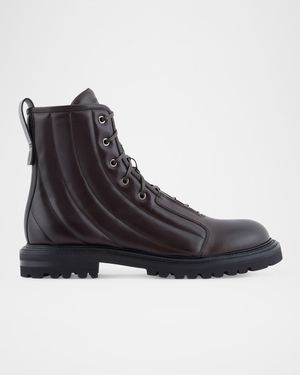 Men's Quilted Leather Lace-Up Boots