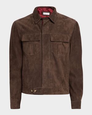 Men's Suede Modern-Fit Shirt Jacket