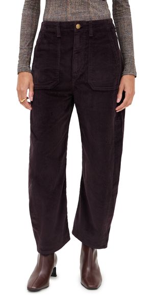 rag & bone Charlie High Rise Ankle Barrel Corduroy Pants Dark Brown 34
