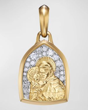 Men's St. Anthony Pendant in 18K Gold, 21.8mm