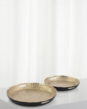 Hammered Gold & Black Trays, Set of 2