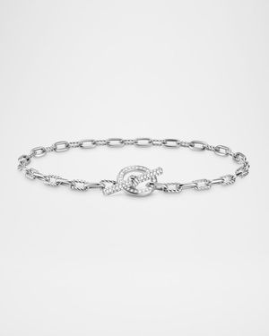 DY Madison Toggle Bracelet in Silver with Diamonds, 3mm