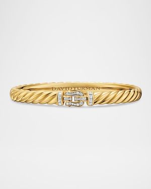 Sculpted Cable Buckle Bracelet with Diamonds in 18K Gold, 6mm