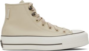 Converse Beige Chuck Taylor All Star Lift Platform Weatherized Leather Sneakers