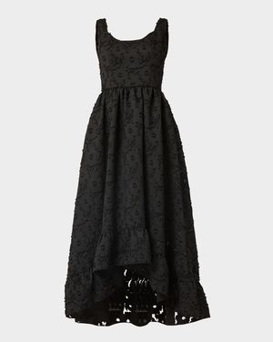 Neela High-Low Floral Jacquard Gown