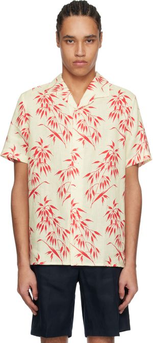 Orlebar Brown Off-White & Red Hibbert Linen Shirt