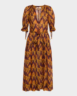 Selena Puff-Sleeve Maxi Dress Coverup