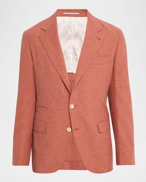 Men's Wool, Cotton and Silk Two-Button Blazer