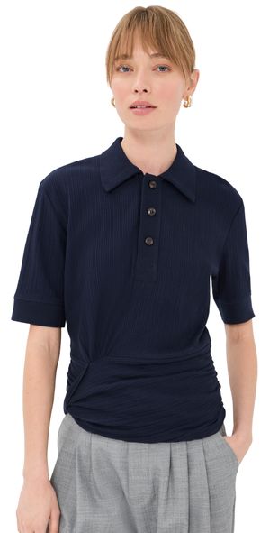 Victoria Beckham Twist Detail Polo Top Navy XS