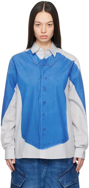 JW Anderson White & Blue Trompe L'œil Shirt