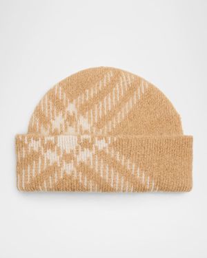 Check Mohair Wool-Blend Beanie