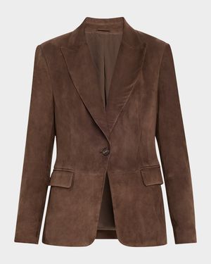 Suede Single-Breasted Blazer Jacket