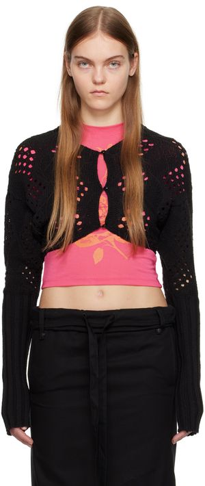 OPEN YY Cardigan noir à motif argyle