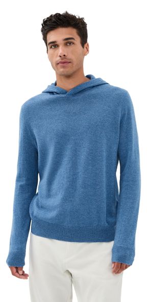 RLX Ralph Lauren Washable Cashmere Sweater Hoodie Tide Pool Blue Heather XXL