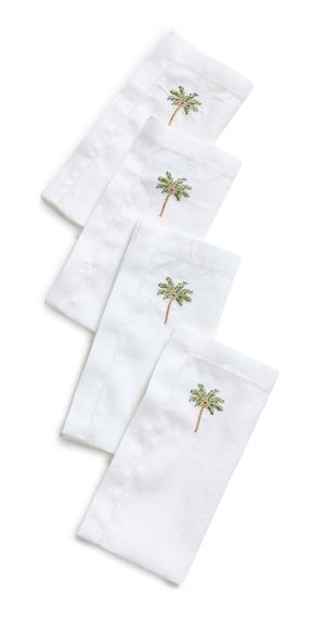 Kim Seybert Palm Tree Napkins Set of 4 White/Multi One Size