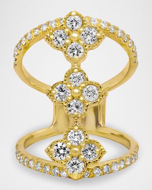 18K Yellow Gold Open Ring with Diamonds