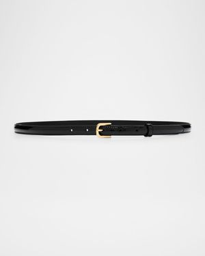 Patent Leather Skinny Belt