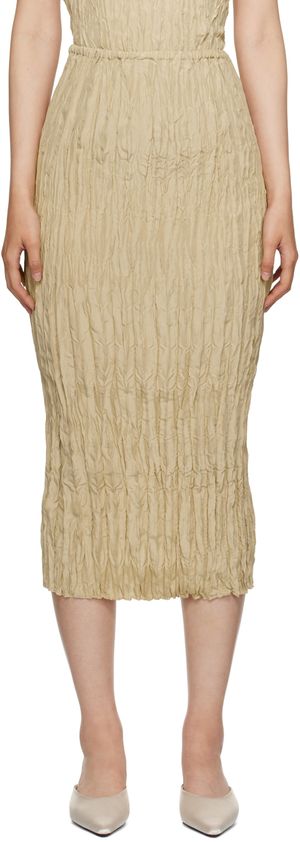 TOTEME Jupe midi froissée beige