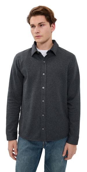 Vince Pinstripe Jacquard Shirt Charcoal XXL