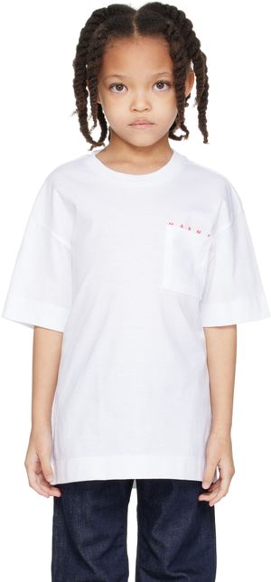 Marni Kids White Printed-Logo T-shirt