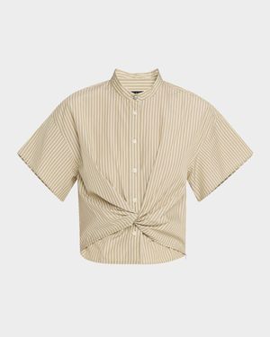 Gretchen Stripe Twist-Front Shirt