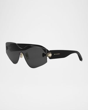 Serpenti Rimless Metal & Nylon Shield Sunglasses