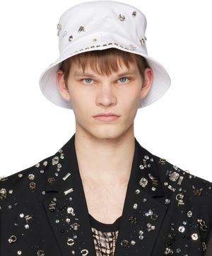 Feng Chen Wang White Decorated Bucket Hat