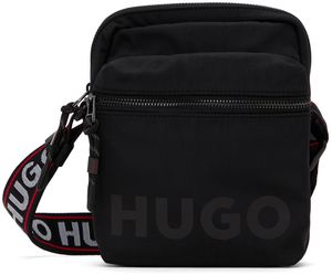 Hugo Black Logo-Print Reporter Bag