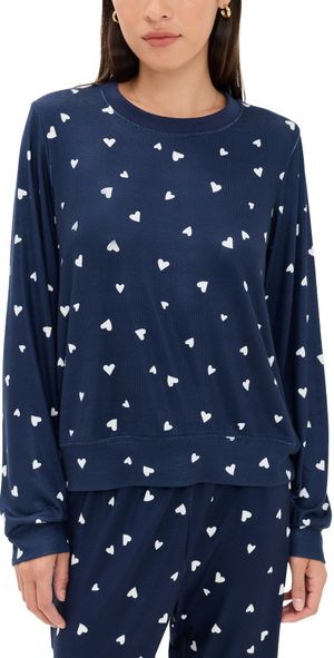 Z Supply Classic Heart Long Sleeve Top Eclipse L